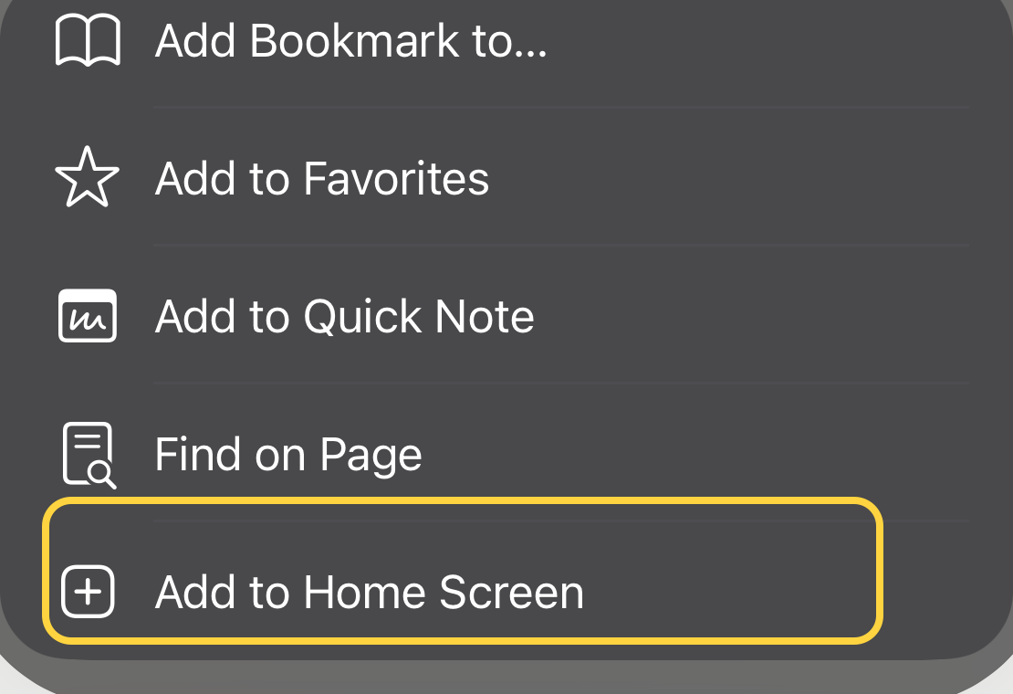 The iOS Share Sheet with "Add to Home Screen" highlighted